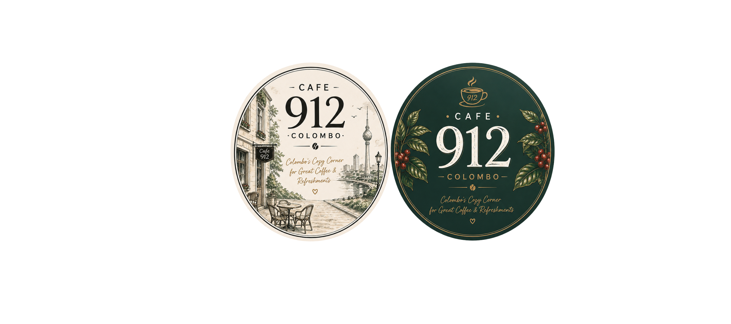 Cafe 912 Colombo round coffee cup logos